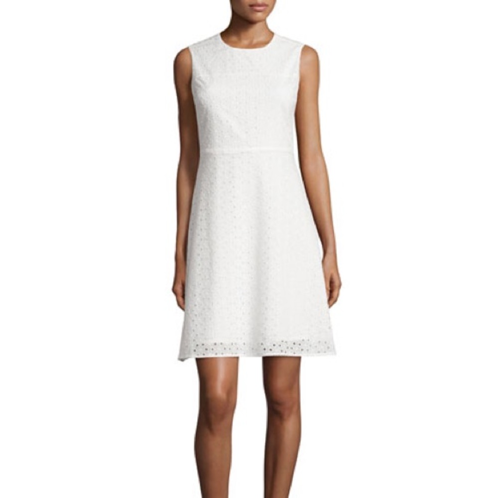 Tahiri Eyelet Sleeveless A-Line Dress, Joey White
